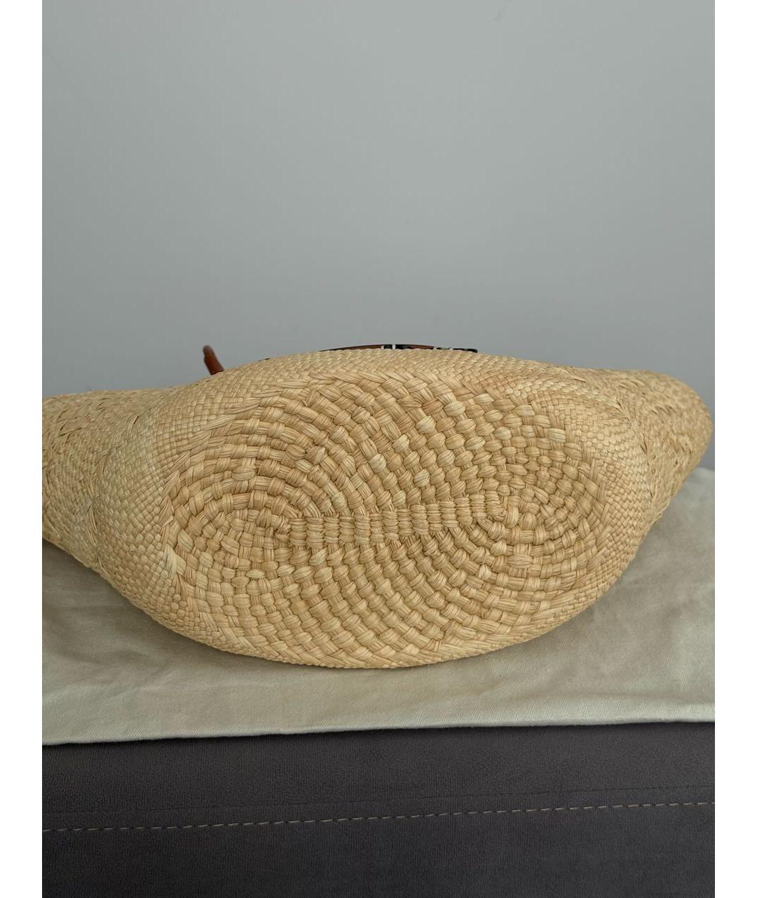 LOEWE Бежевая пелетеная пляжная сумка, фото 4