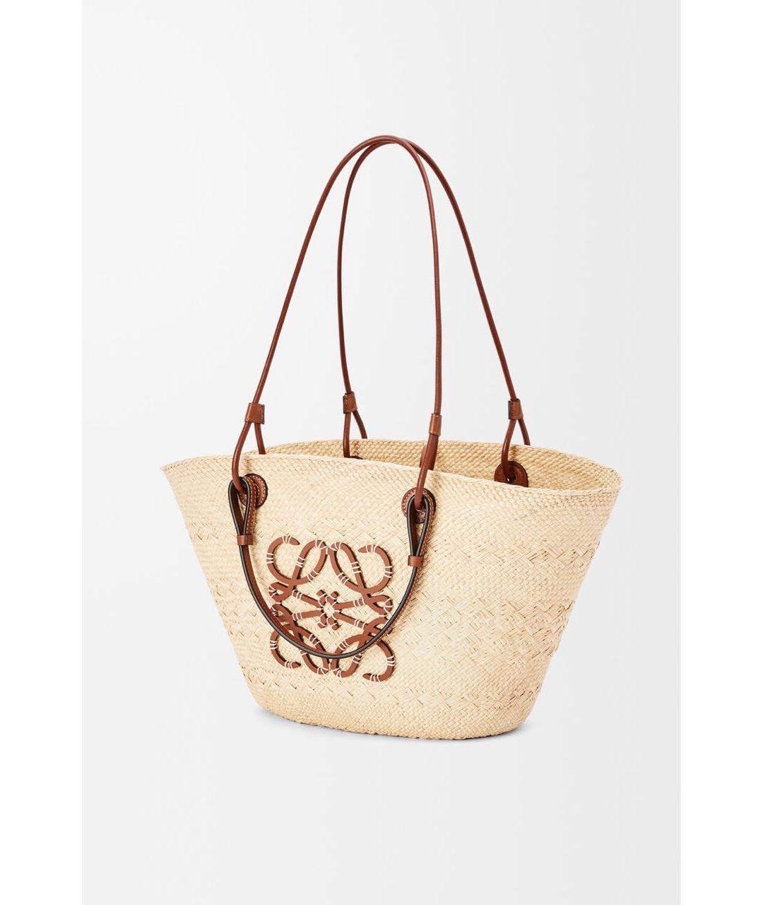 LOEWE Бежевая пелетеная пляжная сумка, фото 9