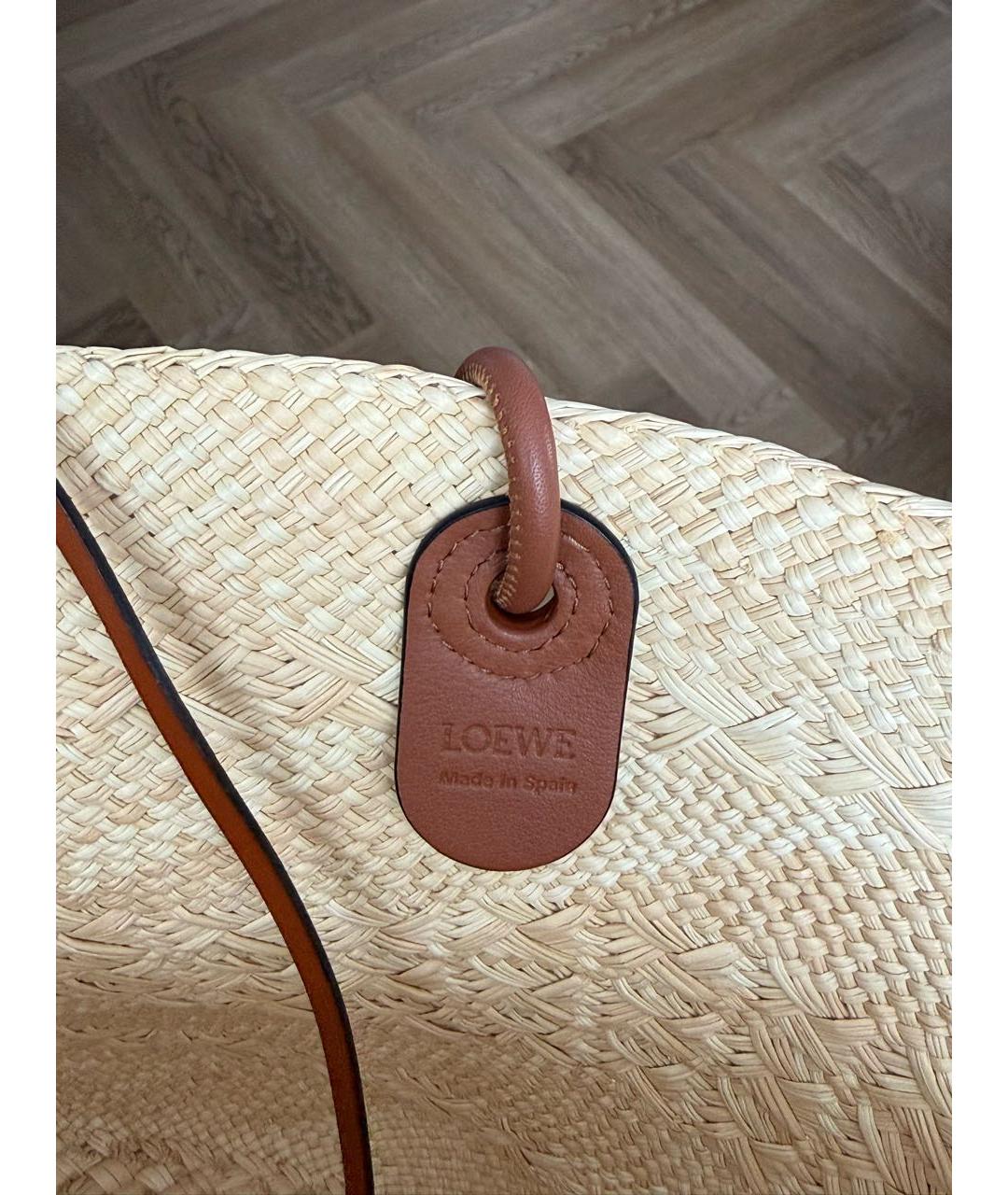 LOEWE Бежевая пелетеная пляжная сумка, фото 6