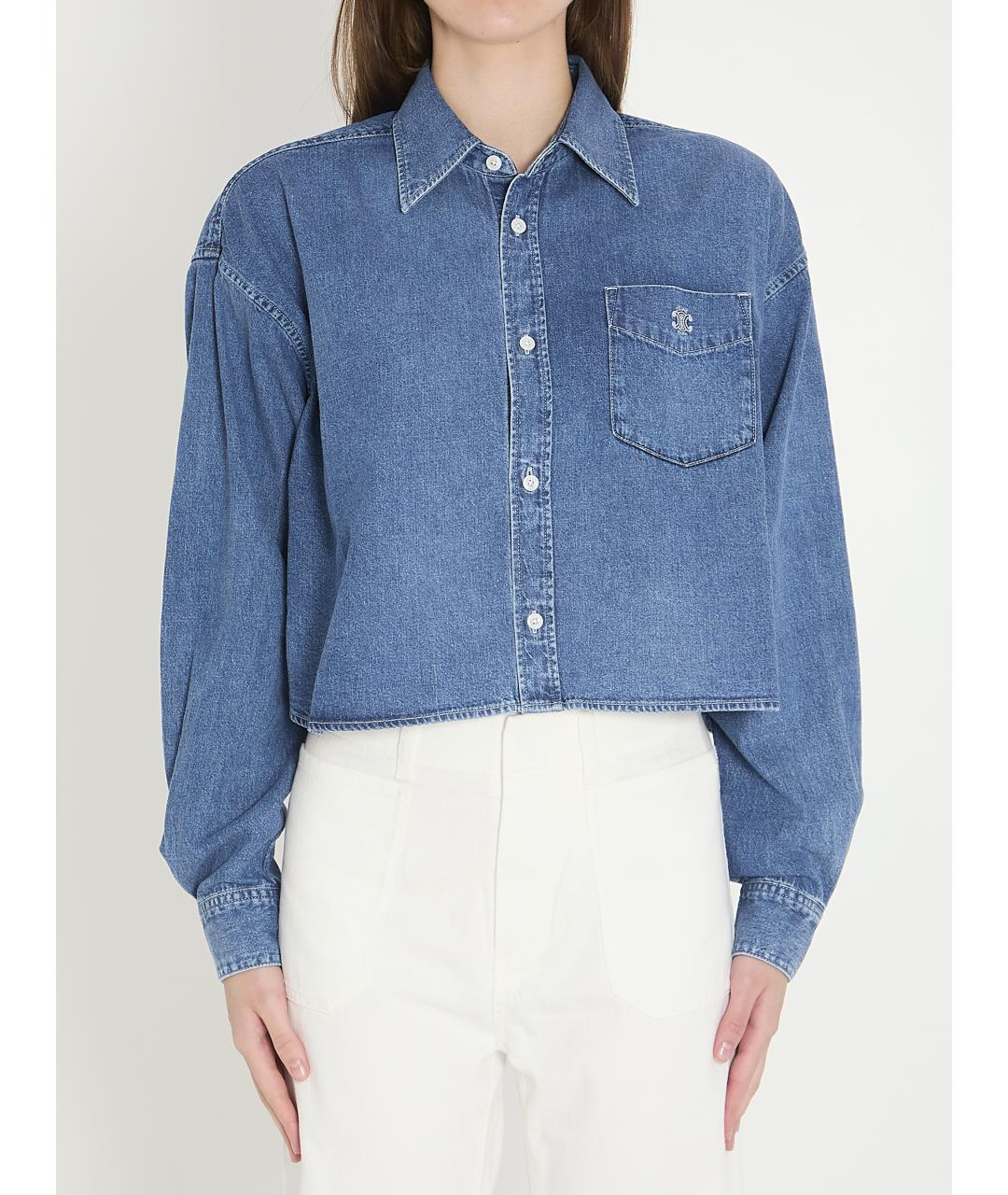 CELINE Синяя хлопковая рубашка, фото 2