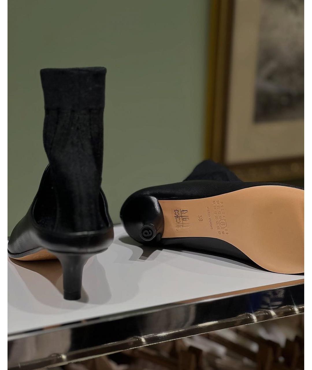 MM6 MAISON MARGIELA Черные кожаные ботильоны, фото 8