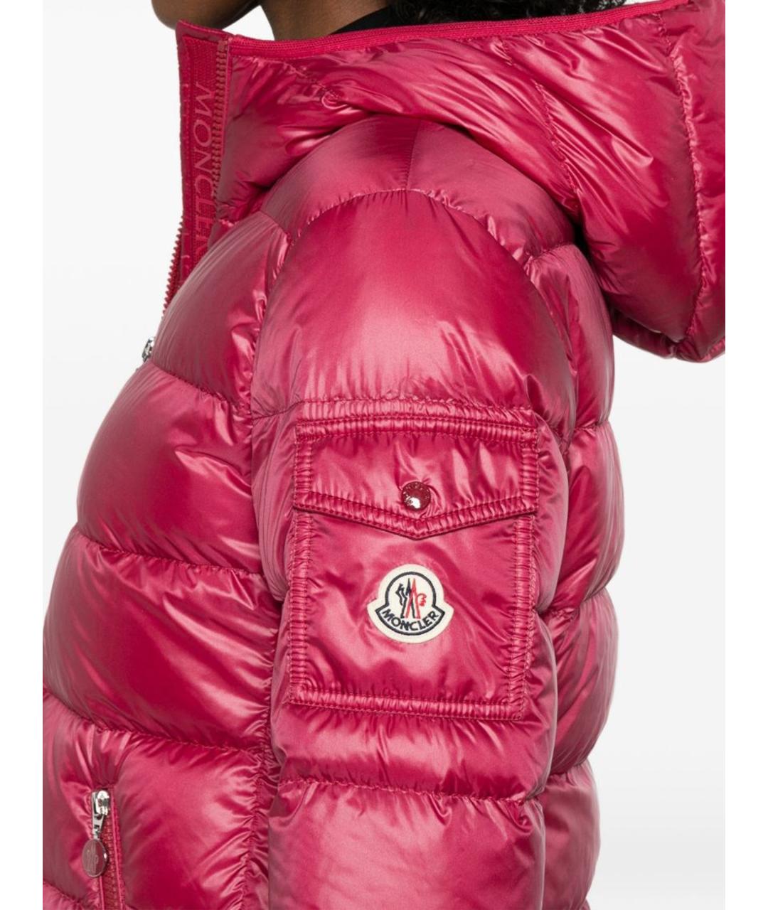 MONCLER Розовый полиамидовый пуховик, фото 4