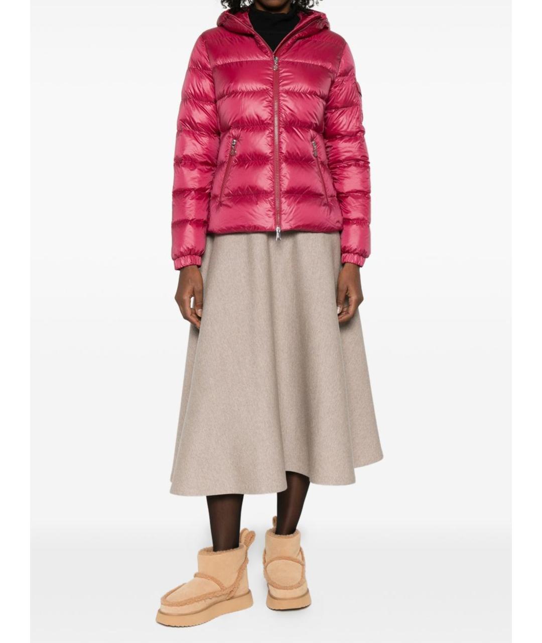 MONCLER Розовый полиамидовый пуховик, фото 2