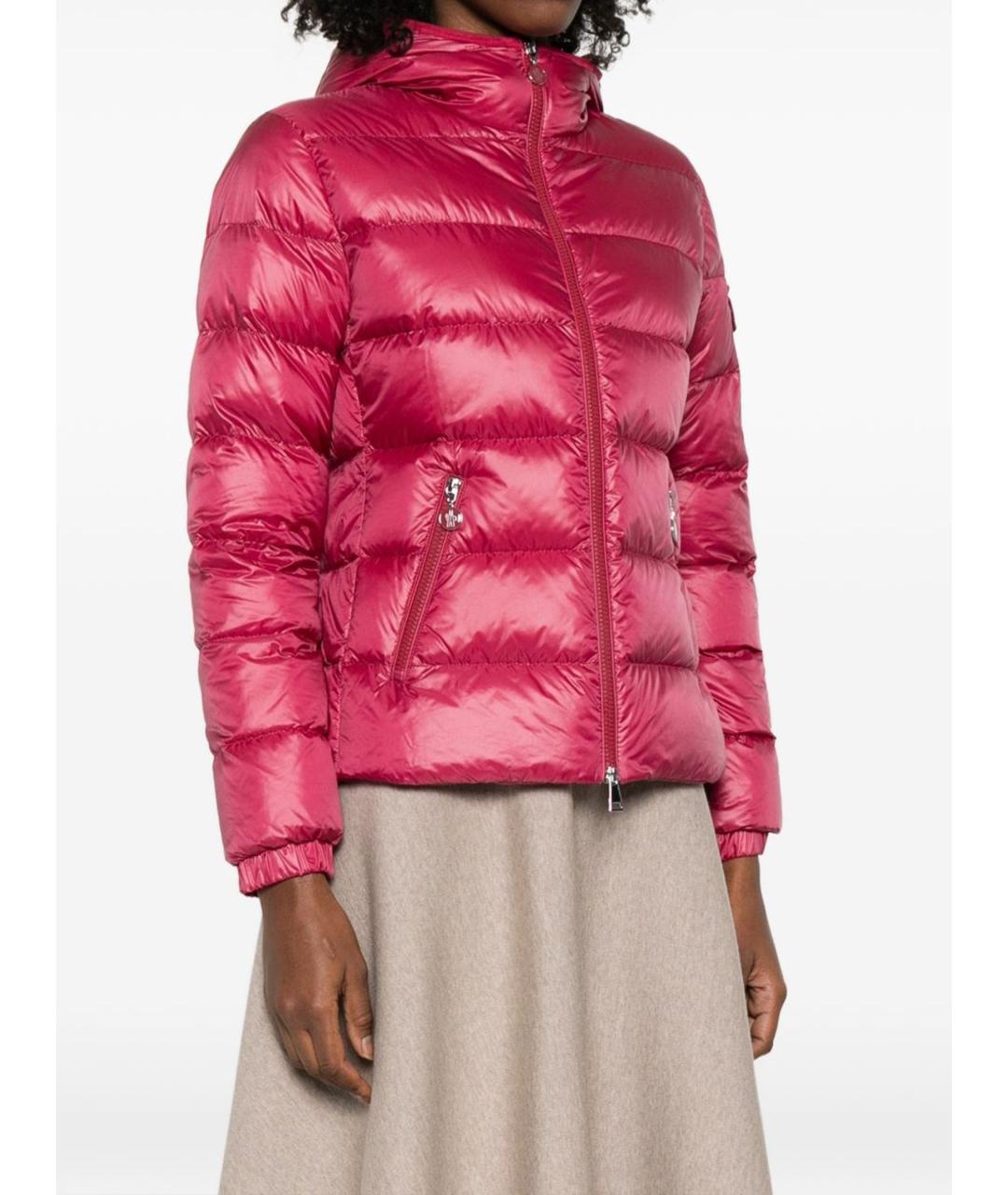 MONCLER Розовый полиамидовый пуховик, фото 3