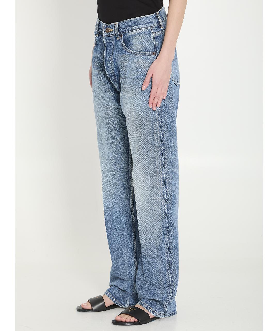 CELINE Голубые хлопковые прямые джинсы, фото 3
