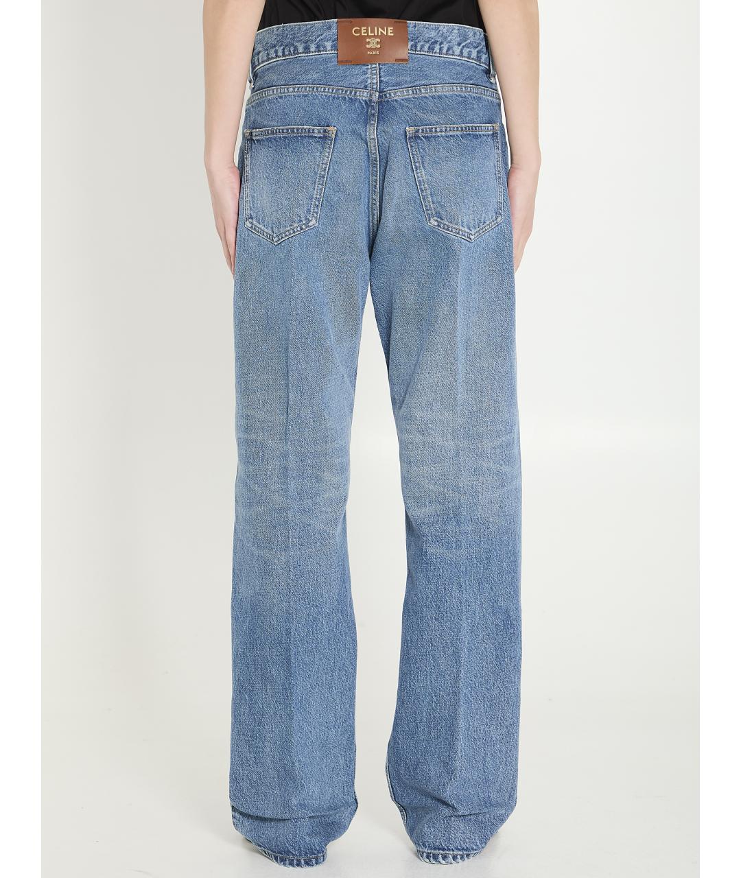 CELINE Голубые хлопковые прямые джинсы, фото 5