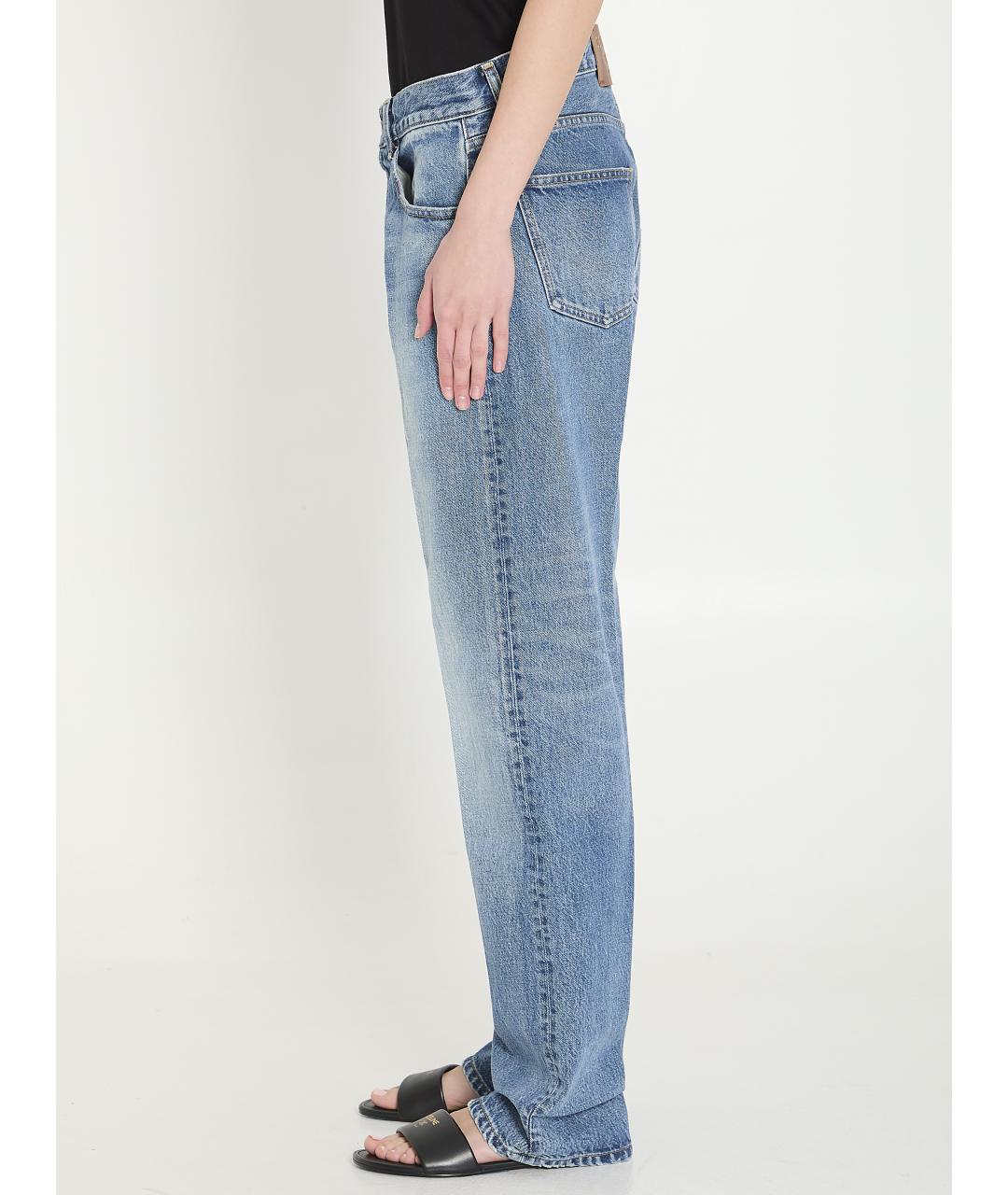 CELINE Голубые хлопковые прямые джинсы, фото 4