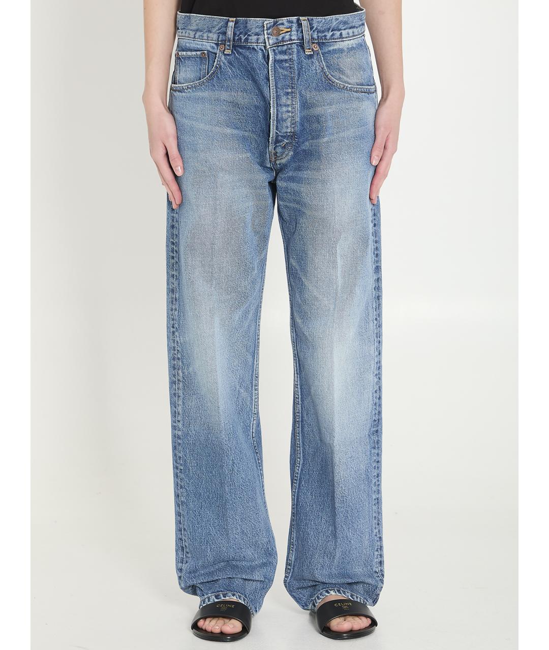 CELINE Голубые хлопковые прямые джинсы, фото 2