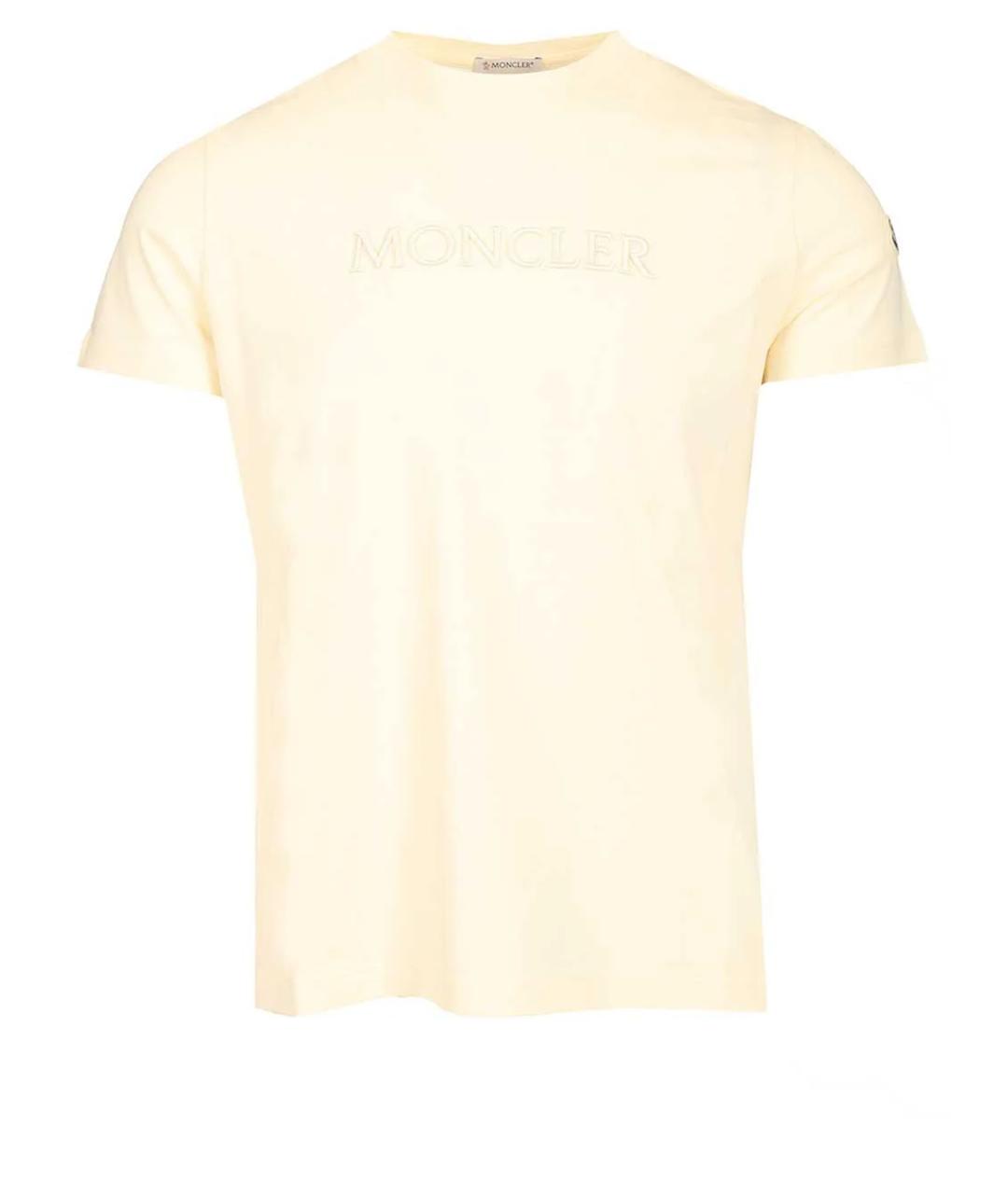MONCLER Бежевая хлопковая футболка, фото 1