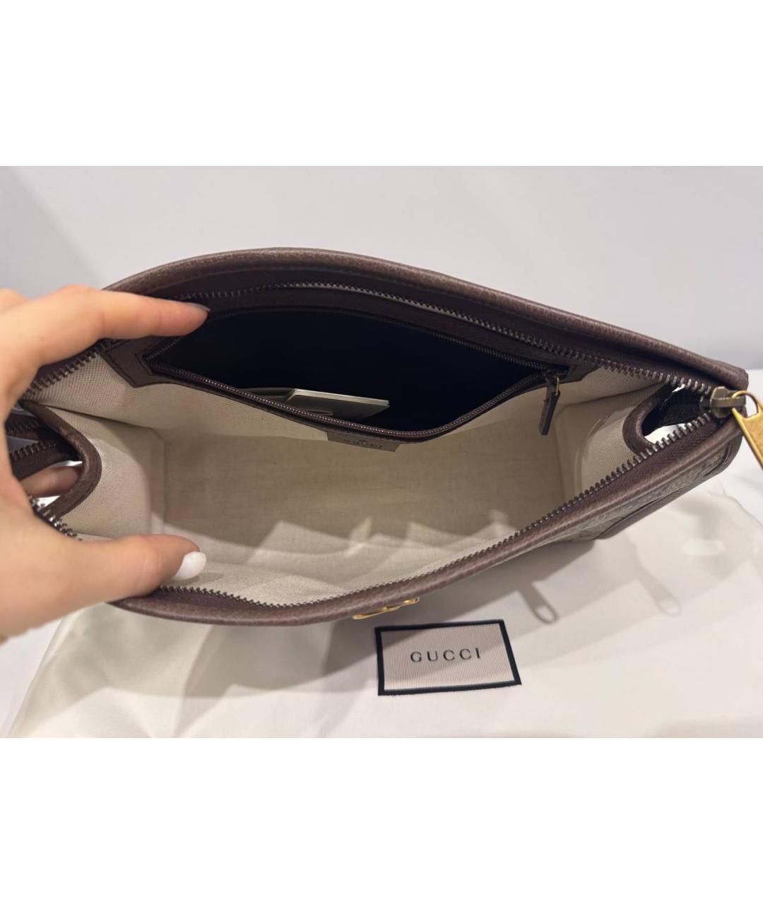 GUCCI Коричневая барсетка, фото 2