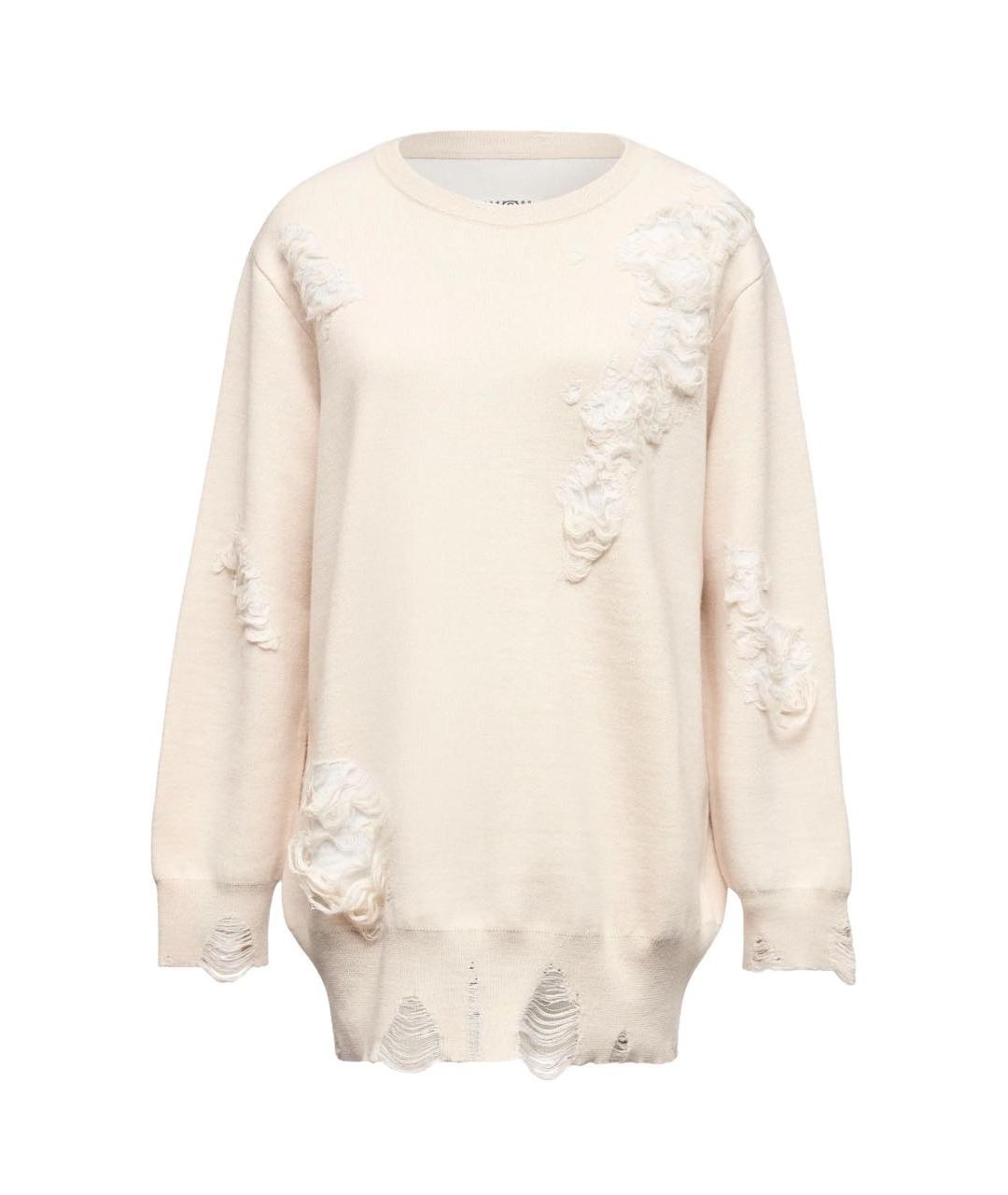 MM6 MAISON MARGIELA Бежевый шерстяной джемпер / свитер, фото 7