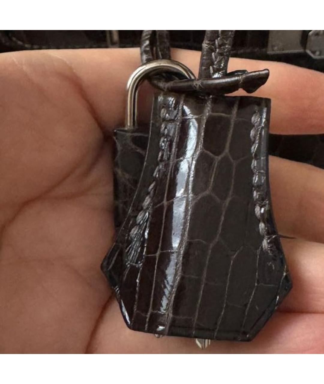 HERMES Коричневая сумка с короткими ручками из лакированной кожи, фото 7