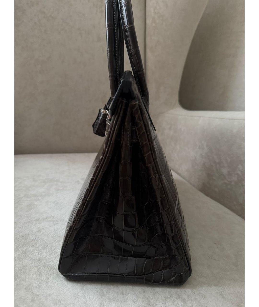 HERMES Коричневая сумка с короткими ручками из лакированной кожи, фото 2