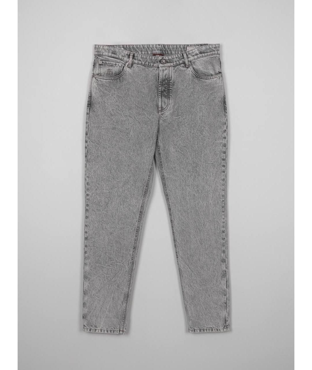BRUNELLO CUCINELLI Серые хлопковые джинсы скинни, фото 9