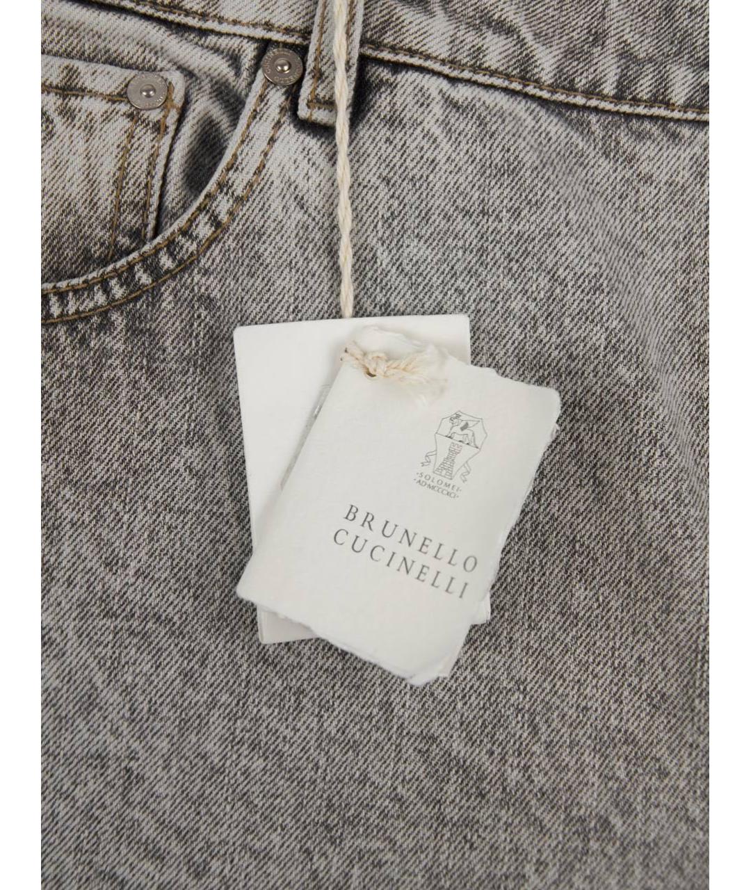 BRUNELLO CUCINELLI Серые хлопковые джинсы скинни, фото 4