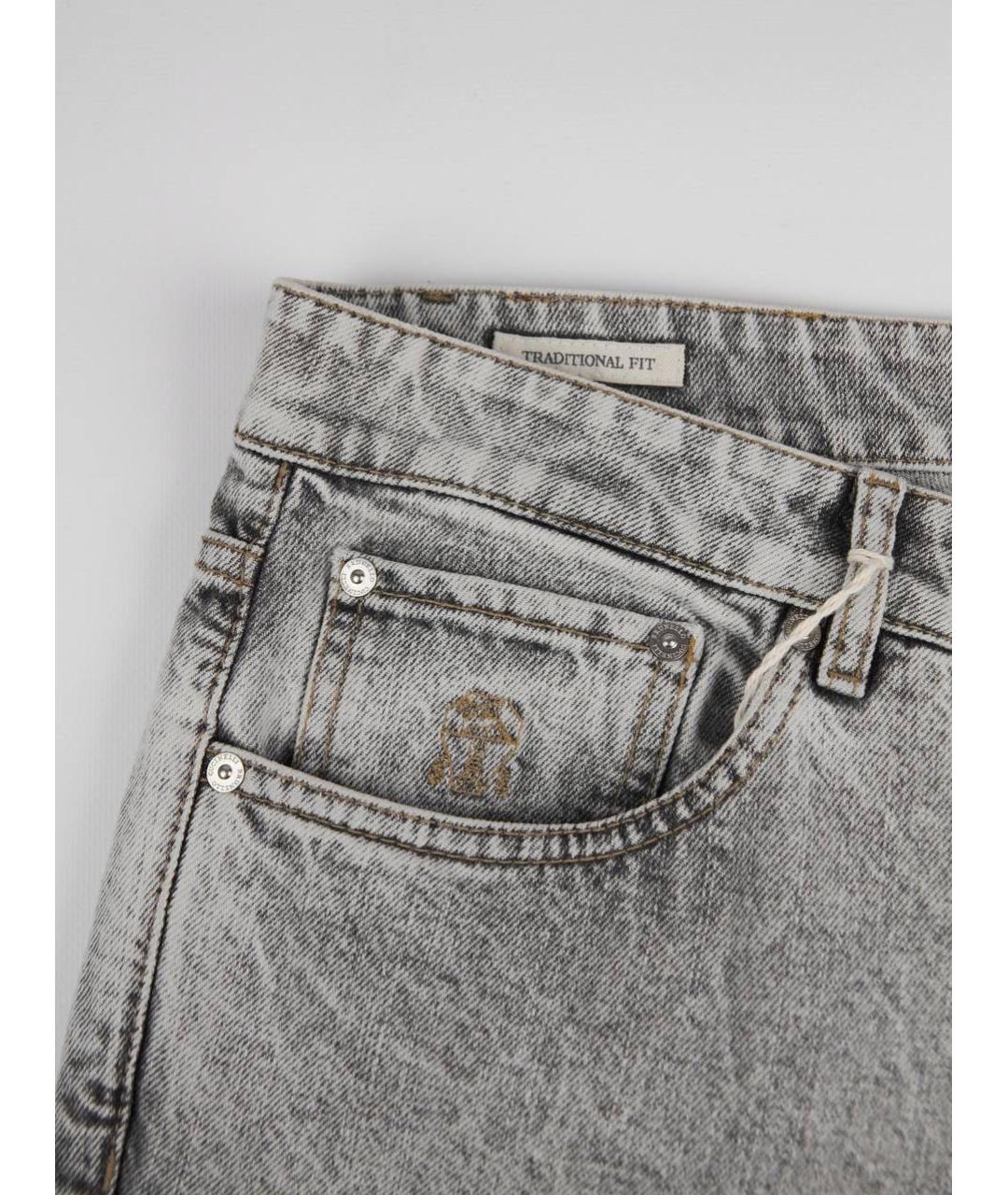 BRUNELLO CUCINELLI Серые хлопковые джинсы скинни, фото 8