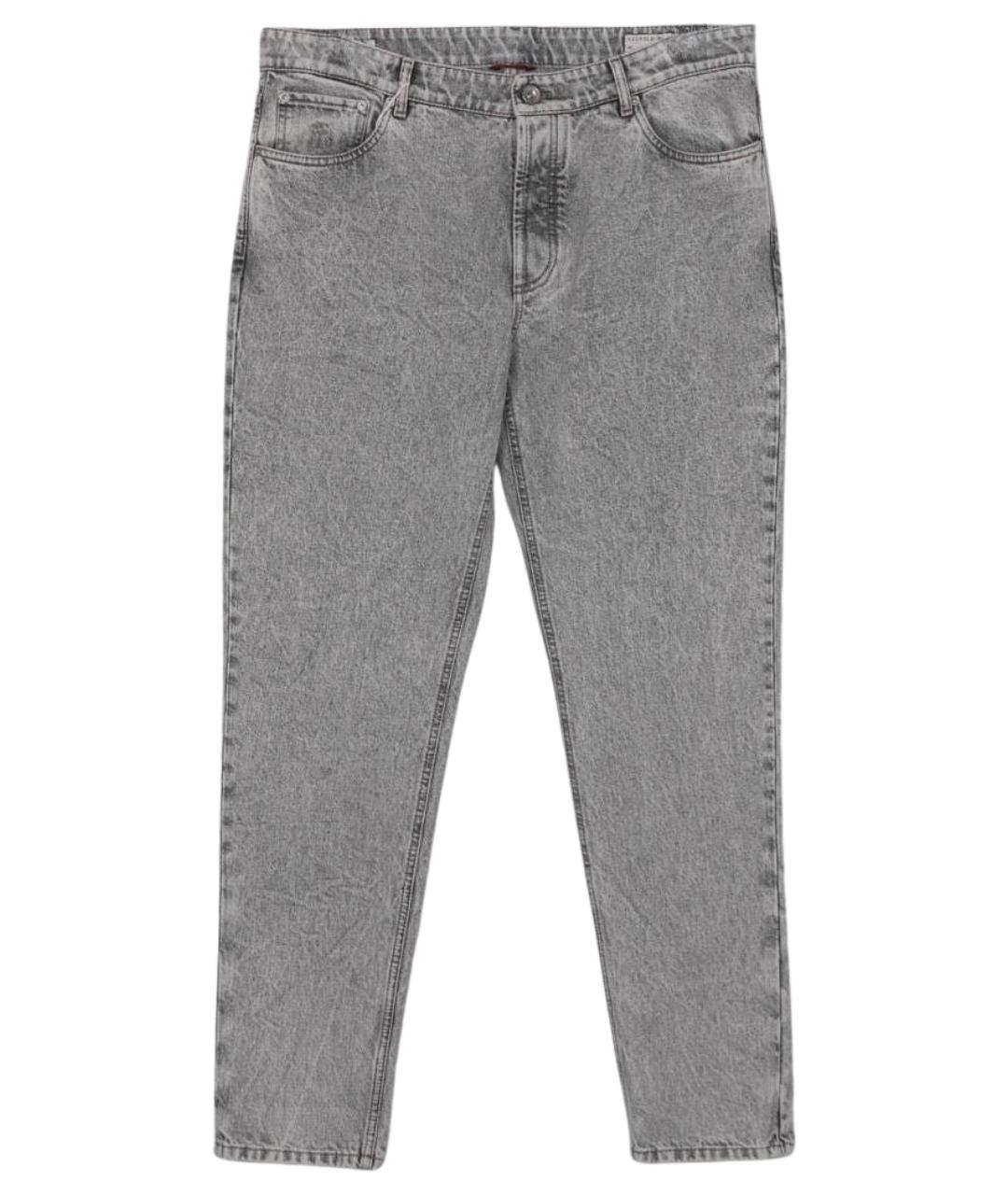 BRUNELLO CUCINELLI Серые хлопковые джинсы скинни, фото 1