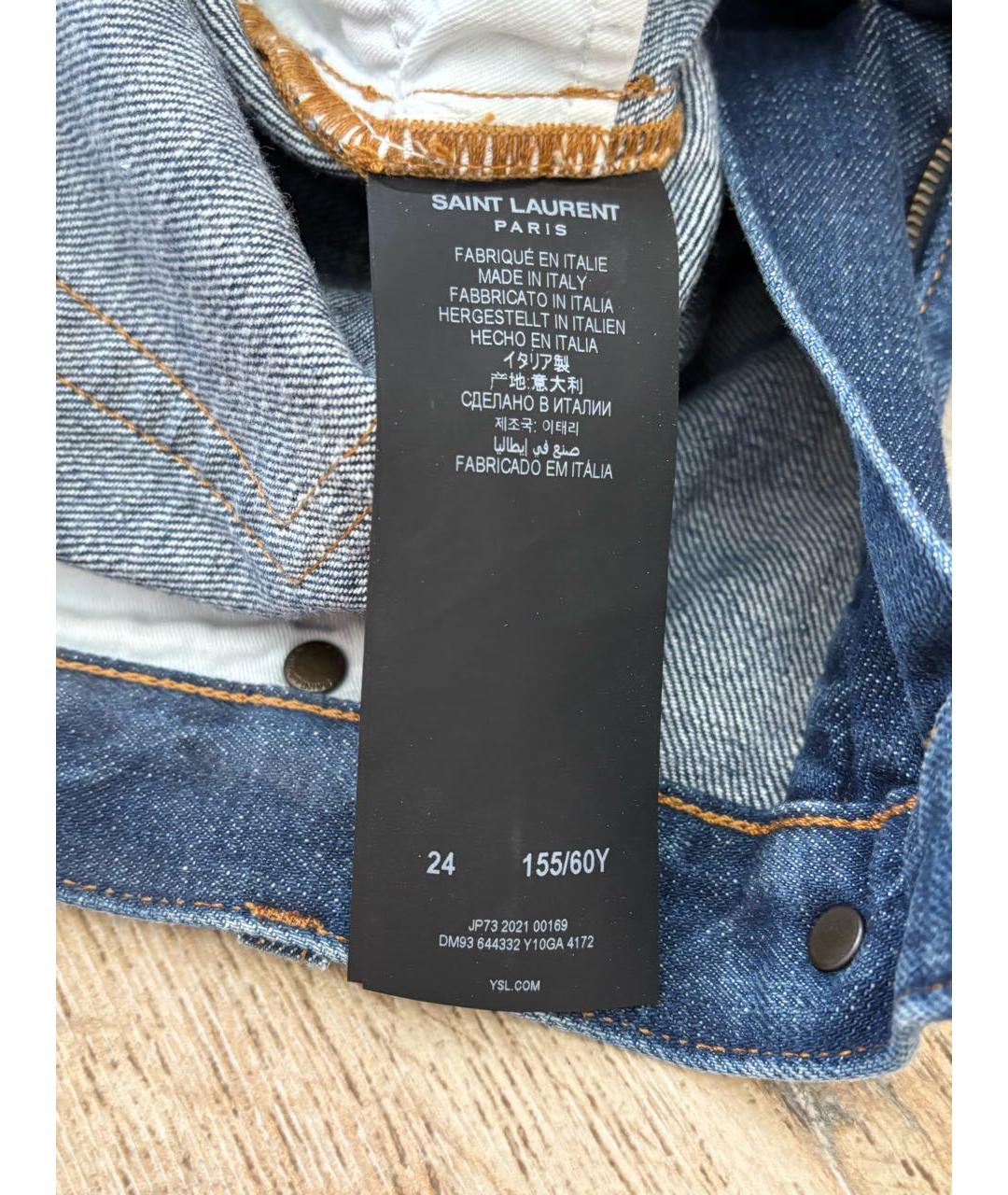 SAINT LAURENT Синие хлопковые прямые джинсы, фото 7