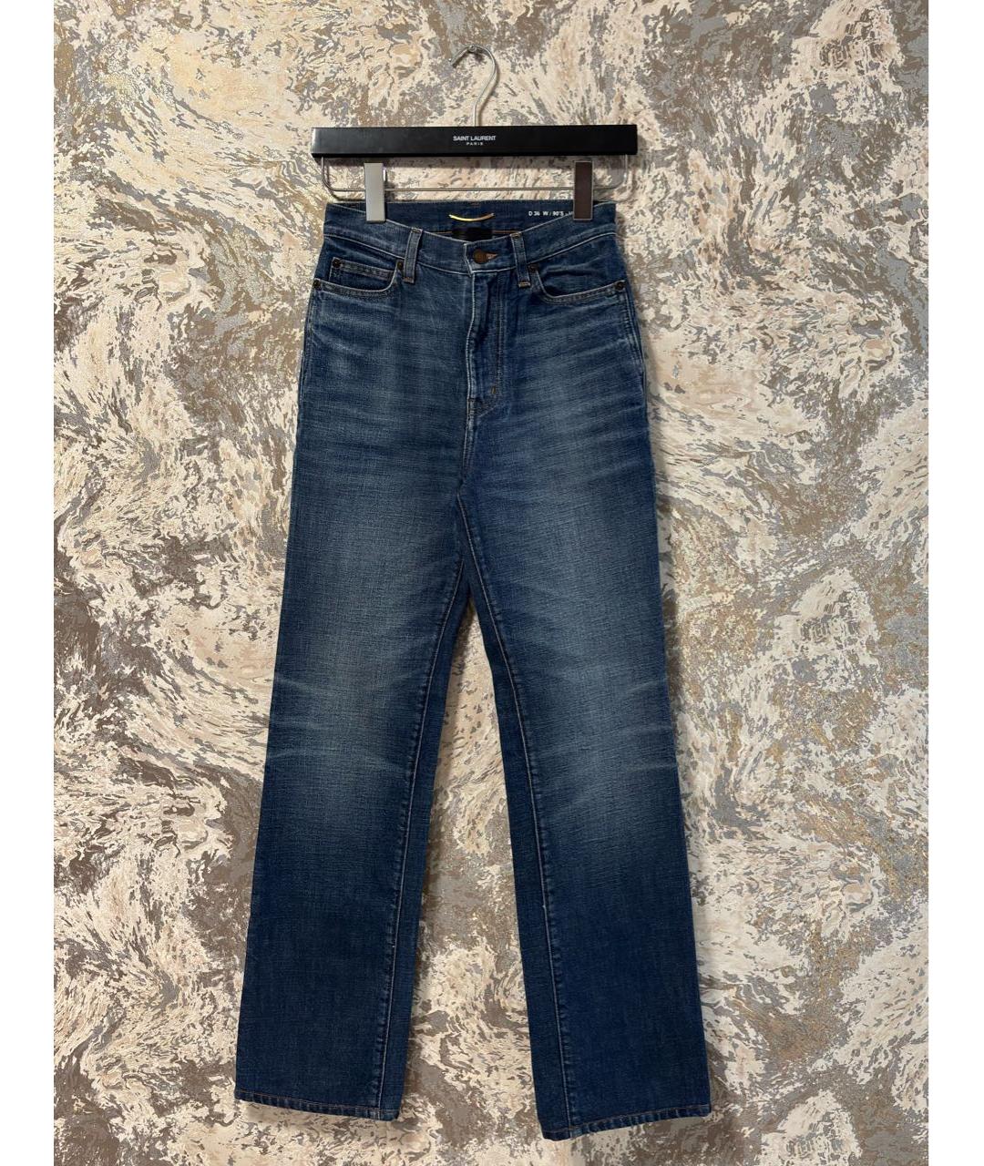 SAINT LAURENT Синие хлопковые прямые джинсы, фото 9