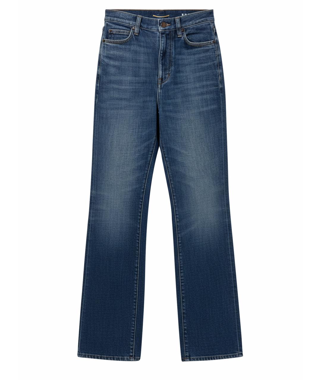 SAINT LAURENT Синие хлопковые прямые джинсы, фото 1