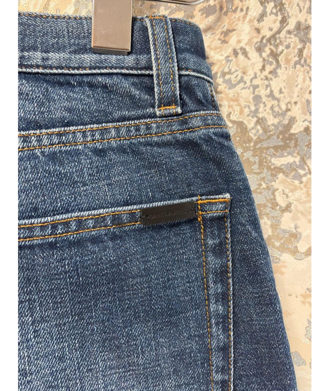 SAINT LAURENT Синие хлопковые прямые джинсы, фото 5