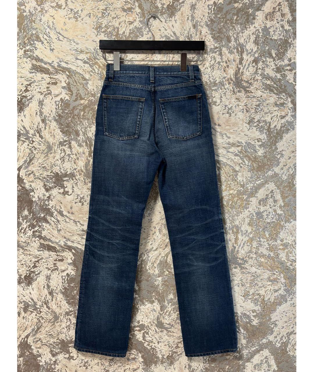 SAINT LAURENT Синие хлопковые прямые джинсы, фото 4