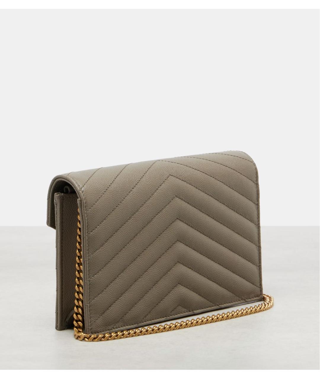 SAINT LAURENT Бежевый кожаный кошелек, фото 3