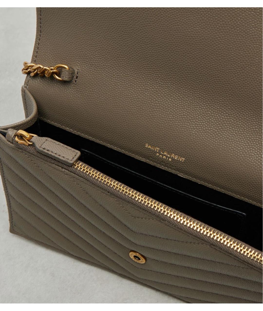 SAINT LAURENT Бежевый кожаный кошелек, фото 4