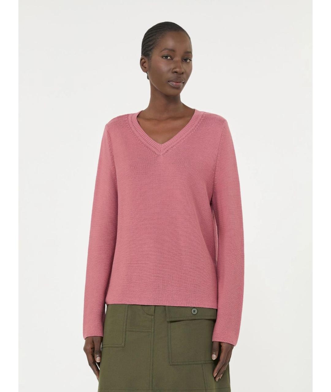 WEEKEND MAX MARA Розовый хлопковый джемпер / свитер, фото 3