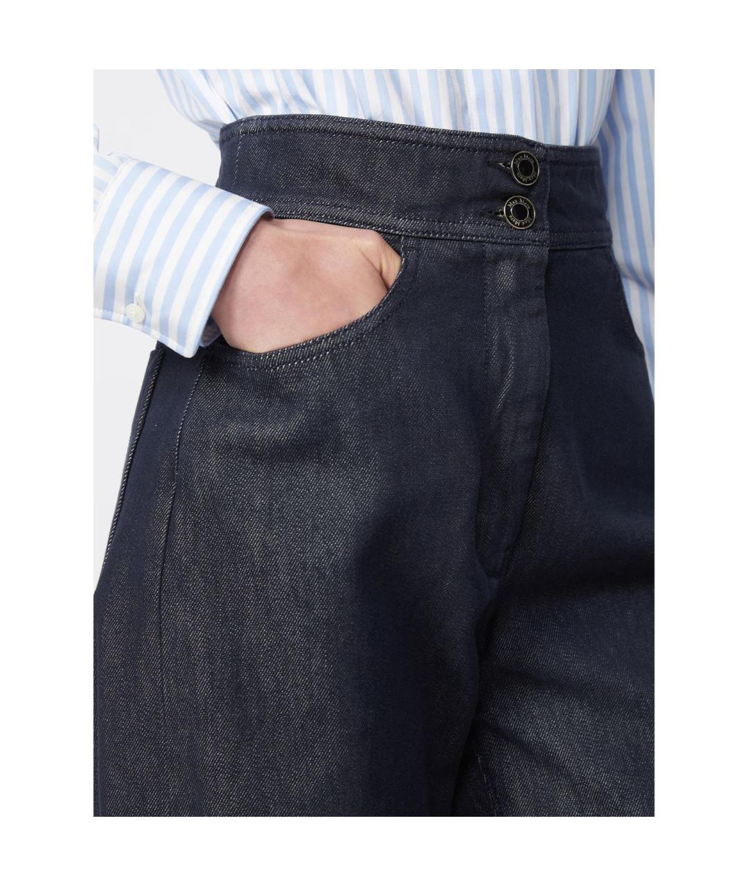 MAX MARA Синие хлопковые прямые брюки, фото 3