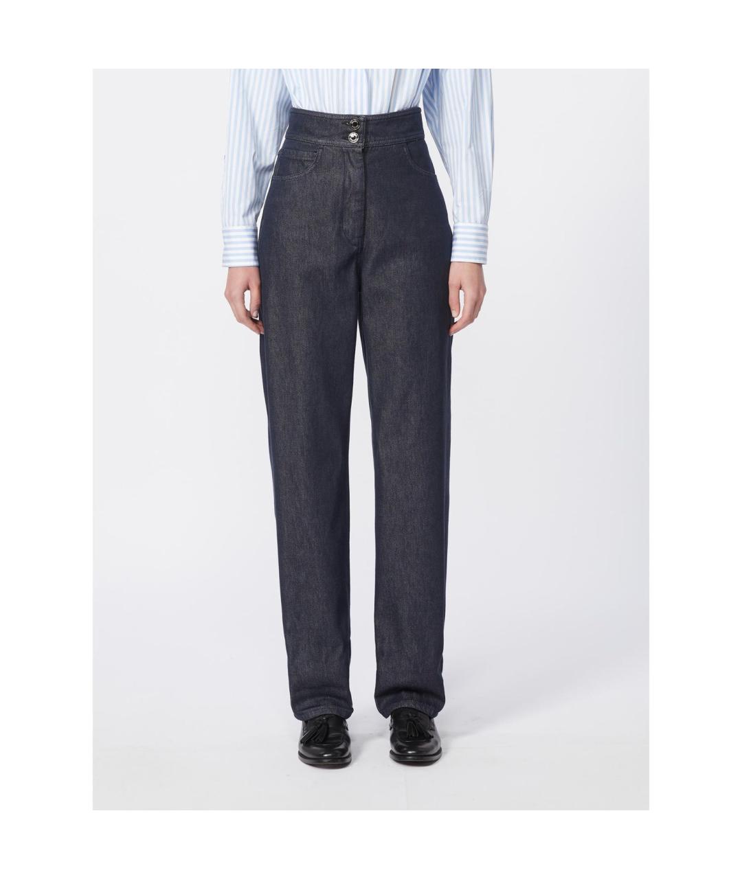 MAX MARA Синие хлопковые прямые брюки, фото 6