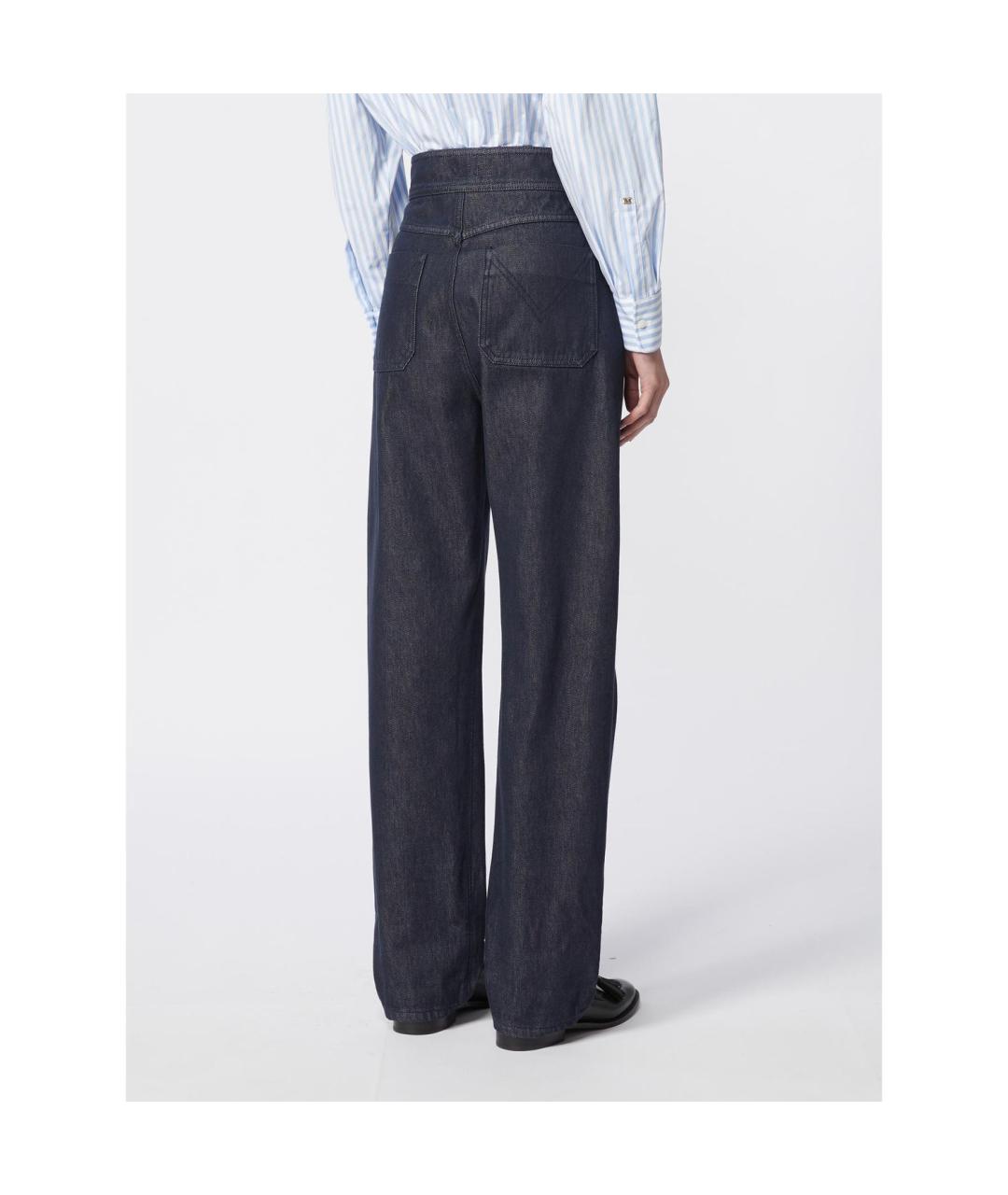 MAX MARA Синие хлопковые прямые брюки, фото 2
