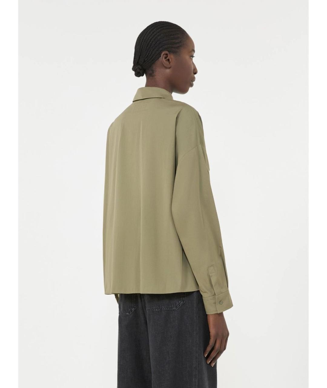 WEEKEND MAX MARA Хаки хлопковая рубашка, фото 4
