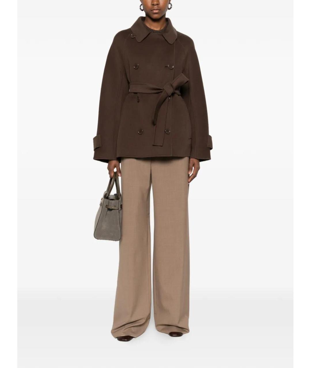 'S MAX MARA Коричневое шерстяное пальто, фото 2