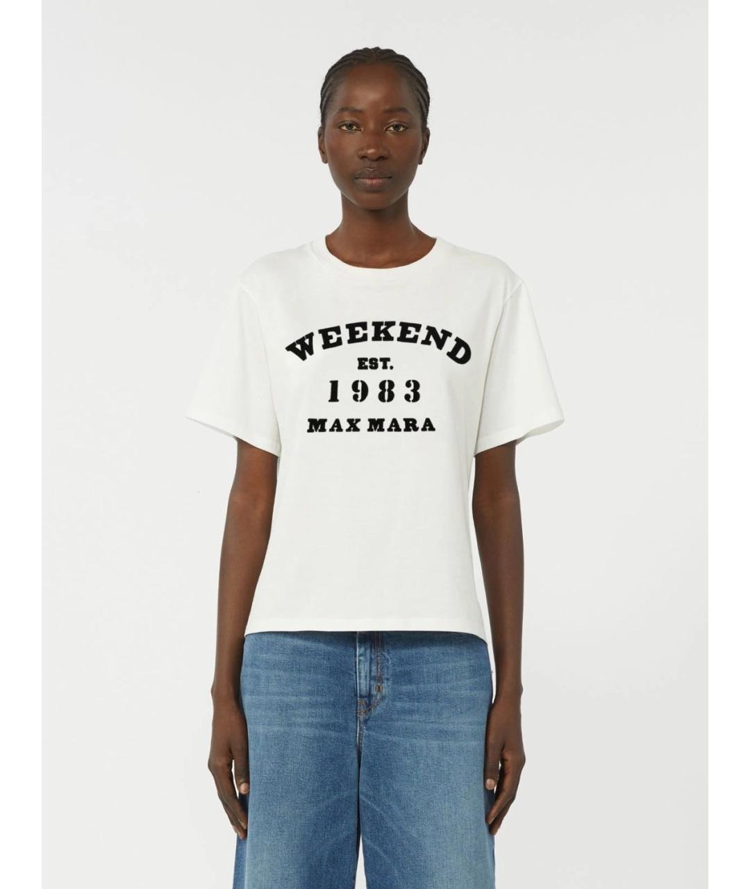 WEEKEND MAX MARA Белая хлопковая футболка, фото 3