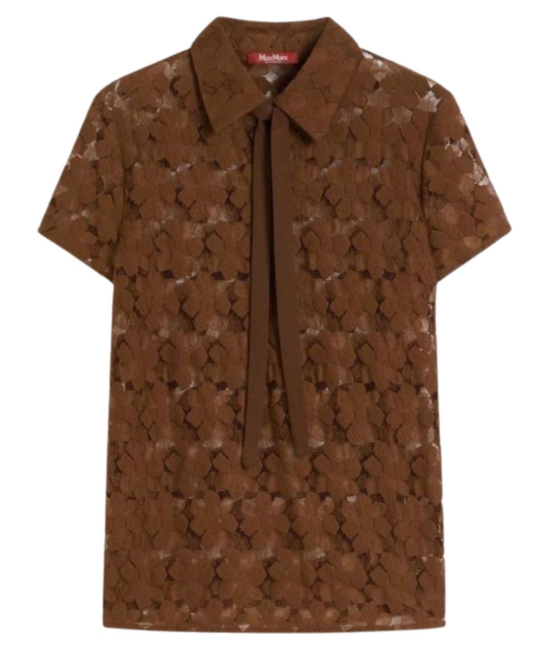 MAX MARA STUDIO Коричневая хлопковая футболка, фото 1