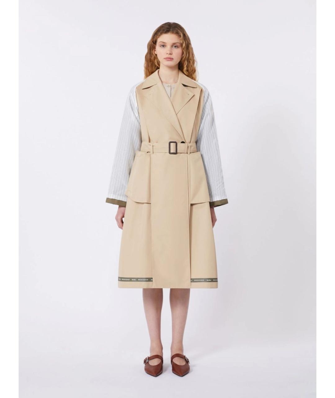 WEEKEND MAX MARA Бежевый хлопковый тренч/плащ, фото 5