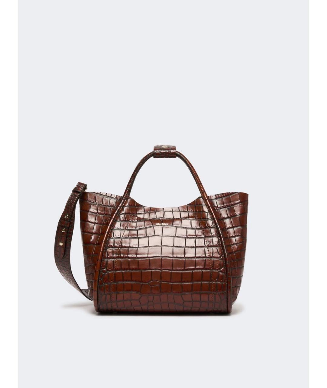 MAX MARA Коричневая кожаная сумка тоут, фото 6