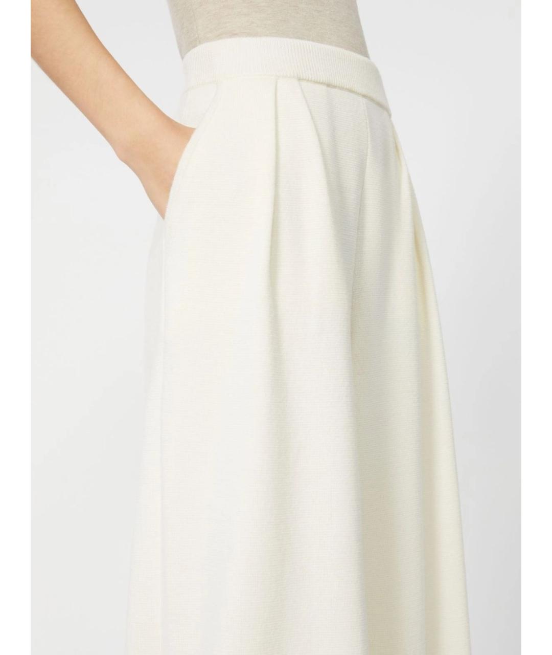 MAX MARA Белые шерстяные прямые брюки, фото 5