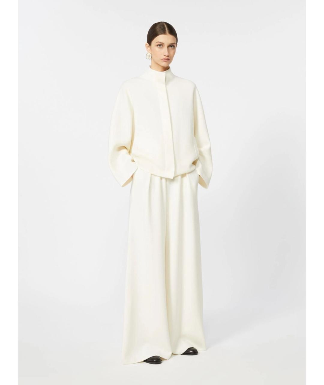 MAX MARA Белые шерстяные прямые брюки, фото 2