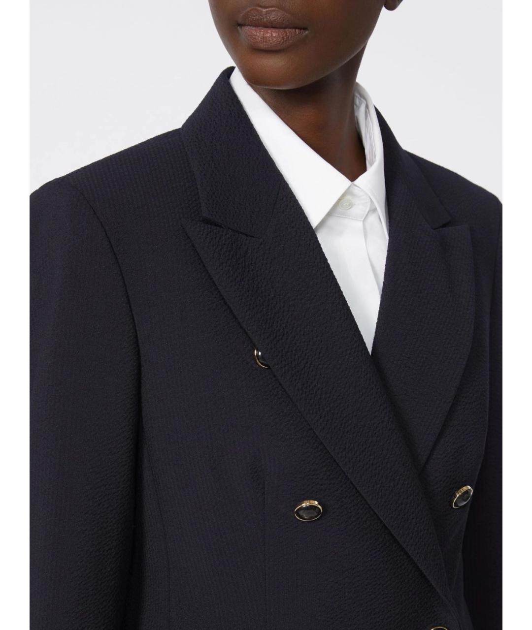 MAX MARA Темно-синий шерстяной жакет/пиджак, фото 5