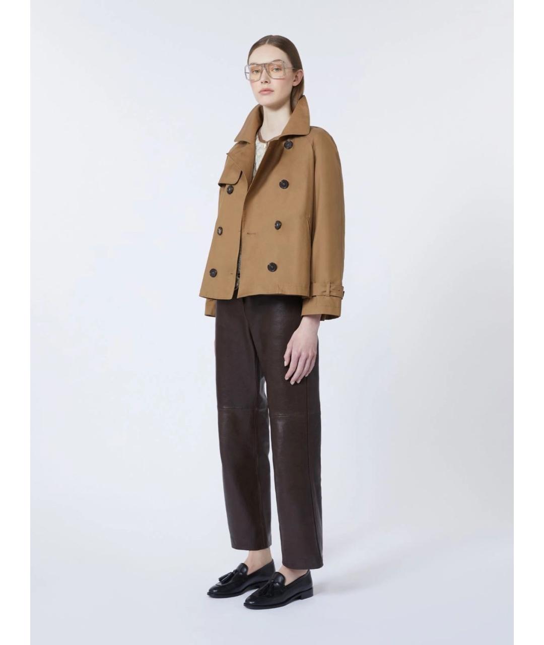 MAX MARA Коричневый хлопковый тренч/плащ, фото 2