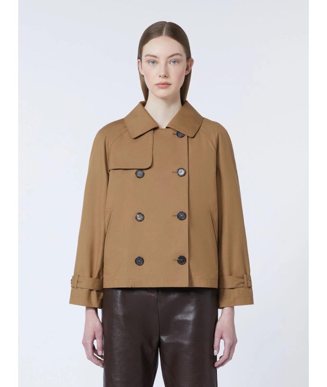 MAX MARA Коричневый хлопковый тренч/плащ, фото 3