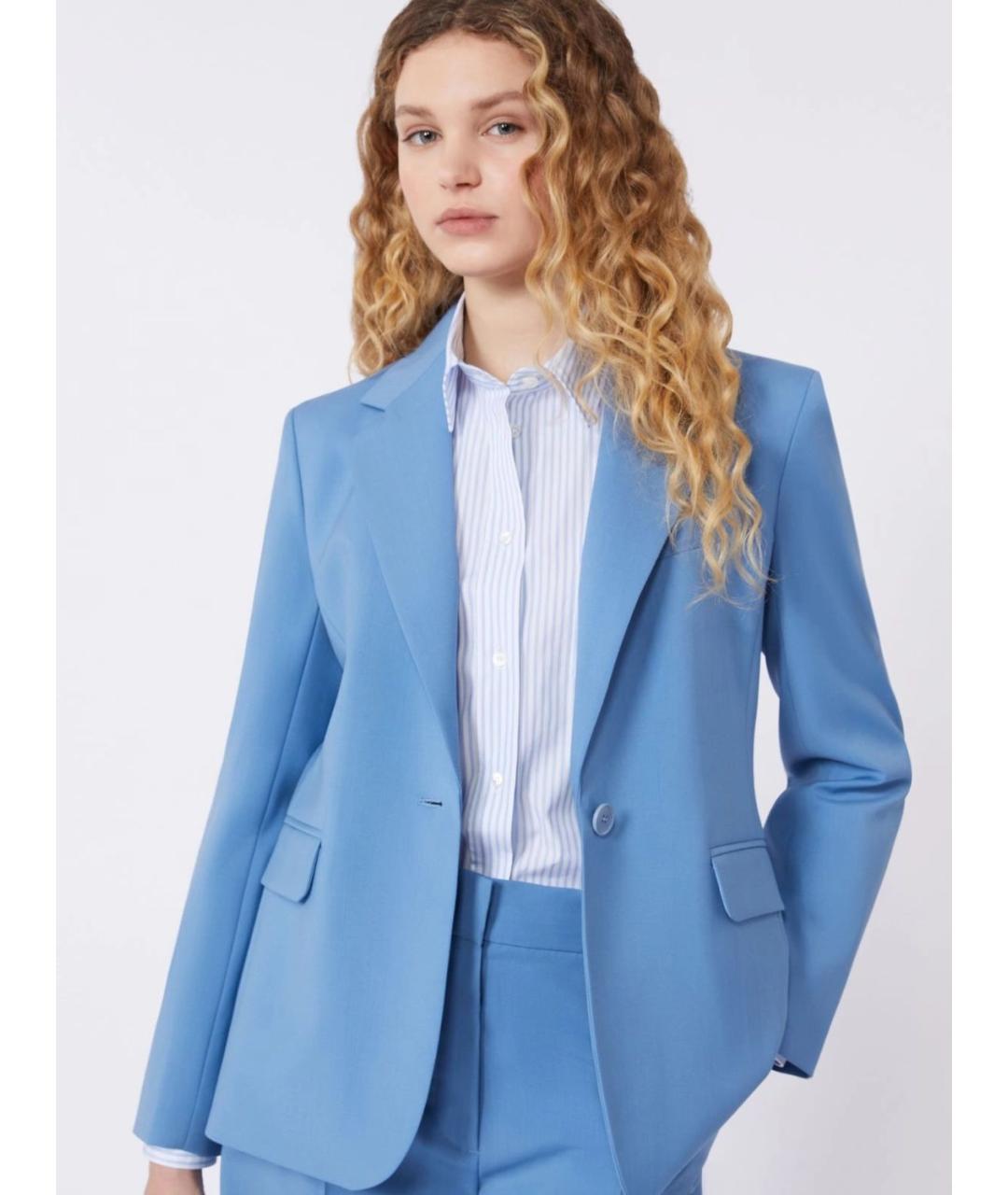 WEEKEND MAX MARA Синий шерстяной жакет/пиджак, фото 5