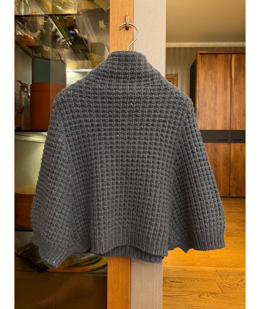 BRUNELLO CUCINELLI Антрацитовый кашемировый джемпер / свитер, фото 2