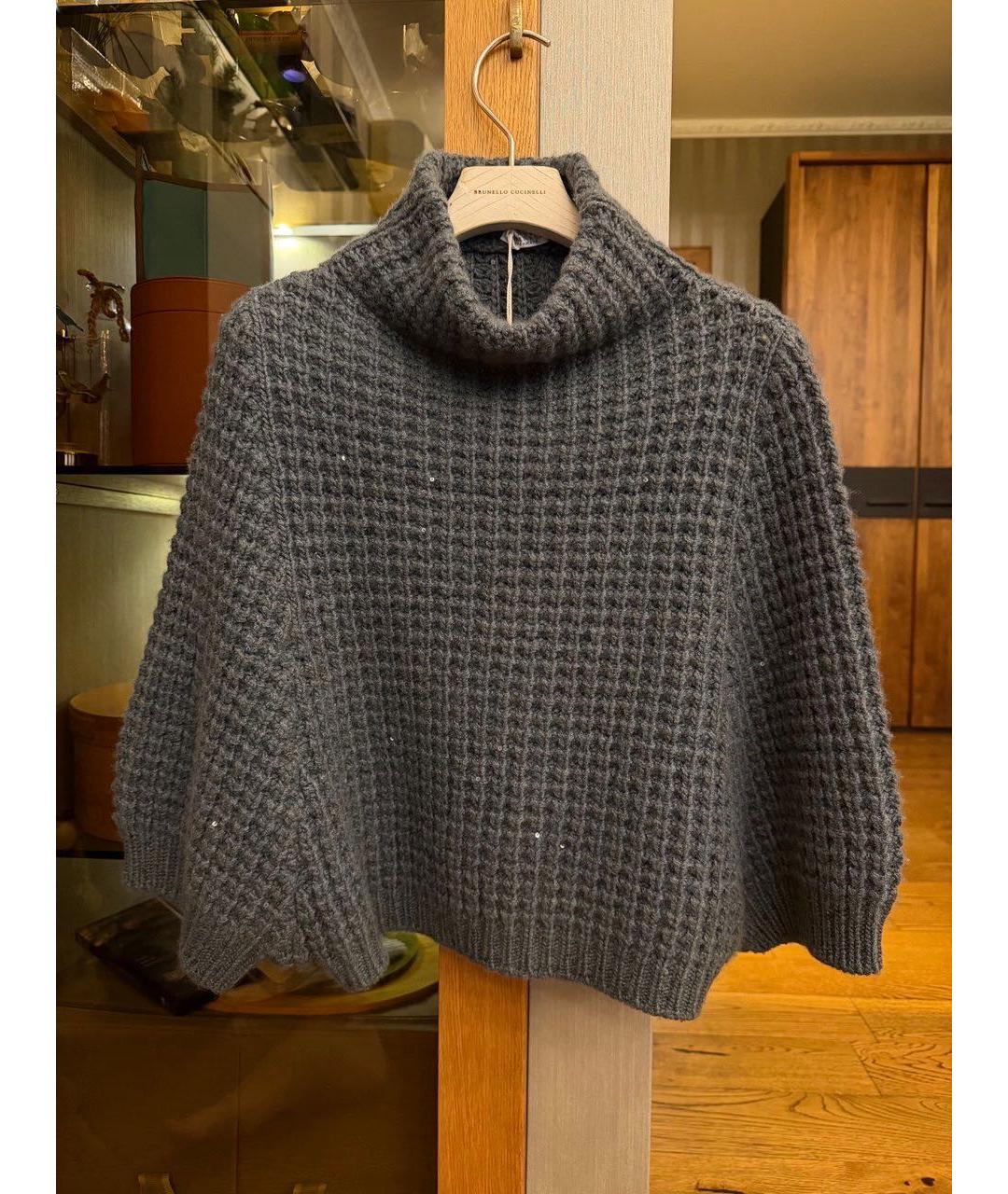 BRUNELLO CUCINELLI Антрацитовый кашемировый джемпер / свитер, фото 5