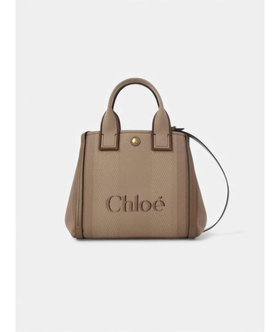 CHLOE Бежевая хлопковая сумка тоут, фото 3