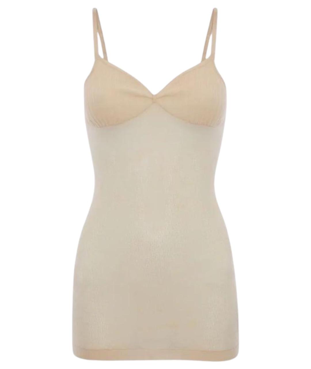 VICTORIA BECKHAM Бежевая хлопковая майка, фото 1