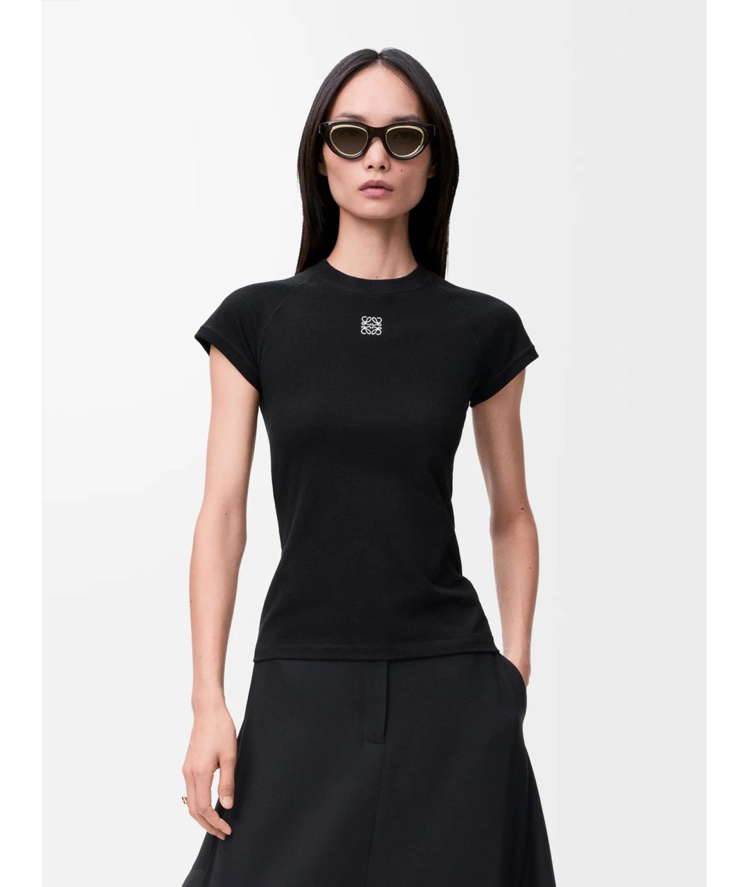 LOEWE Черная хлопковая футболка, фото 2