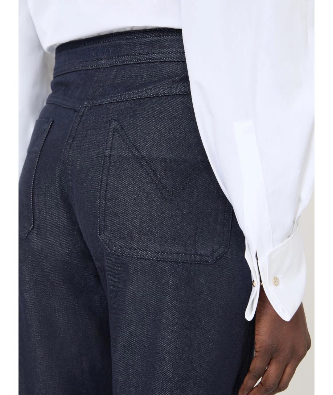 MAX MARA Синие хлопковые прямые брюки, фото 5